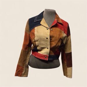 1970 s Patch Leather Jacket, Size Small, Short, Boho, Hippie
